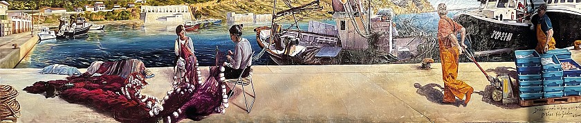 Gran mural dedicado  al puerto de Jávea realizado por  Victor Goikoetxea
